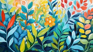 绚丽多彩的花卉植物画作