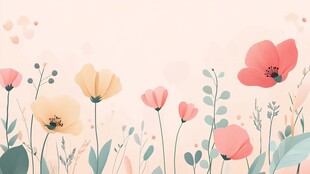 春日花卉烂漫插画背景图