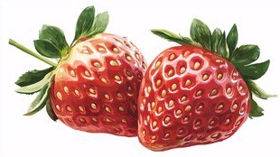 两颗鲜美的红草莓