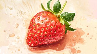 水彩草莓 鲜嫩欲滴的诱惑