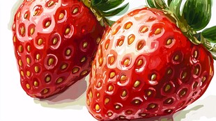 两颗鲜润诱人的草莓