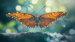 橙蝶停驻 光影中的灵动之美