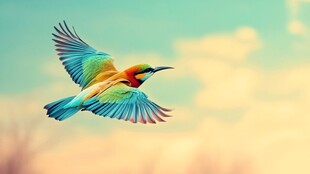 五彩飞鸟翱翔于天际