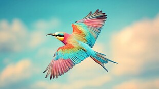 五彩飞鸟翱翔于天际