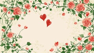 浪漫玫瑰爱心花卉背景图