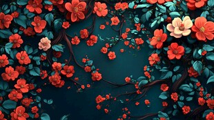 繁花簇拥的梦幻花卉图景