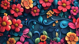 绚丽多彩花卉图案背景