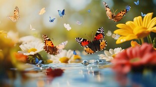 蝶舞花丛间 灵动自然景