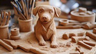 手工黏土小狗的制作场景