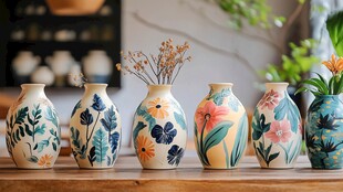 多彩手绘花瓶 装点生活美学