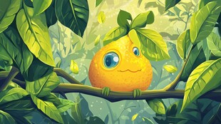 枝头萌趣小柠檬