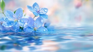 蓝花映水 清新梦幻之景