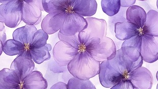 紫色水彩花卉无缝图案