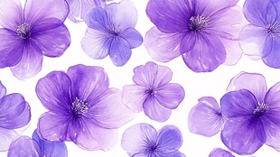 紫色水彩花卉无缝图案