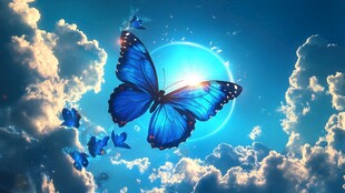 蓝蝶翔云间 梦幻日光景