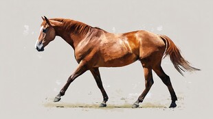 棕色骏马优雅迈步