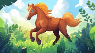 草原上奔跑的俊美棕马