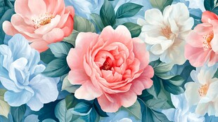 粉色蓝色花卉图案背景