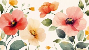 缤纷花卉水彩插画