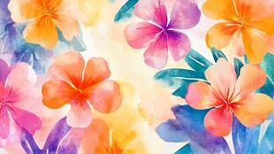 水彩绘就的缤纷花卉图案