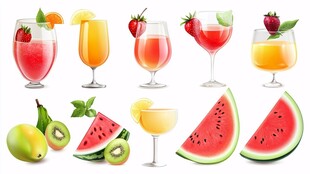 缤纷水果鸡尾酒与鲜果组合