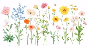缤纷手绘花卉排列图