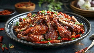 香辣诱人的美味烤羊排