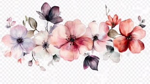 手绘水彩风多彩花卉组合