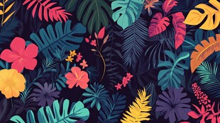 热带花卉植物图案背景