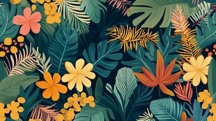 热带花卉绿植背景图案
