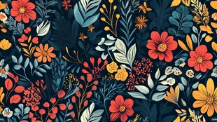花卉图案 深色背景的绚烂花卉