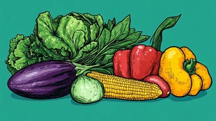 多彩新鲜蔬菜插画