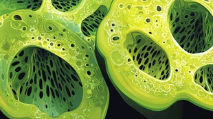 切开的绿色苦瓜特写