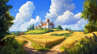 田园中的梦幻城堡风景
