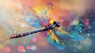 梦幻炫彩蜻蜓飞舞图