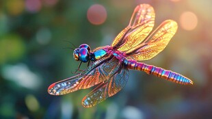 梦幻炫彩蜻蜓特写