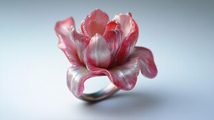 粉色花朵造型时尚戒指