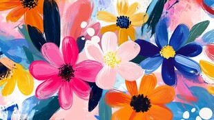 缤纷手绘花卉艺术插画