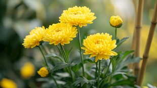 黄色菊花绽放生机