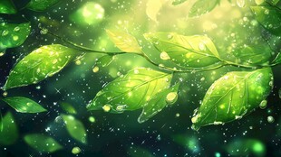 嫩绿枝叶间的梦幻光影
