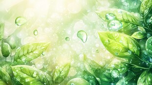 清新绿叶上的晶莹水珠