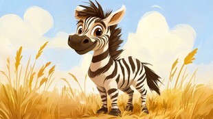 田野中的可爱斑马