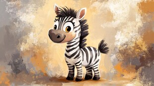 可爱斑马卡通形象插画