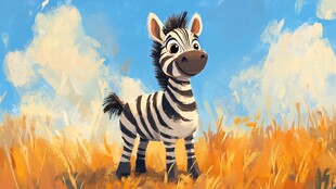 田野中的可爱斑马