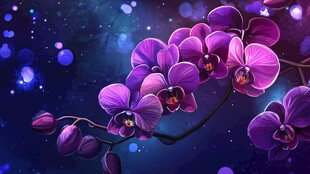 梦幻紫兰绽放星空下