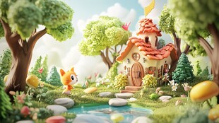 童话风森林中的梦幻小屋