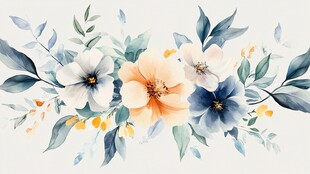 清新水彩花卉图案设计