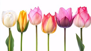 多彩郁金香绽放美丽瞬间