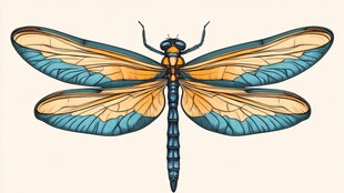 彩色蜻蜓插画 精致翅膀纹理