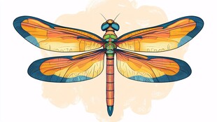 彩色手绘蜻蜓插画